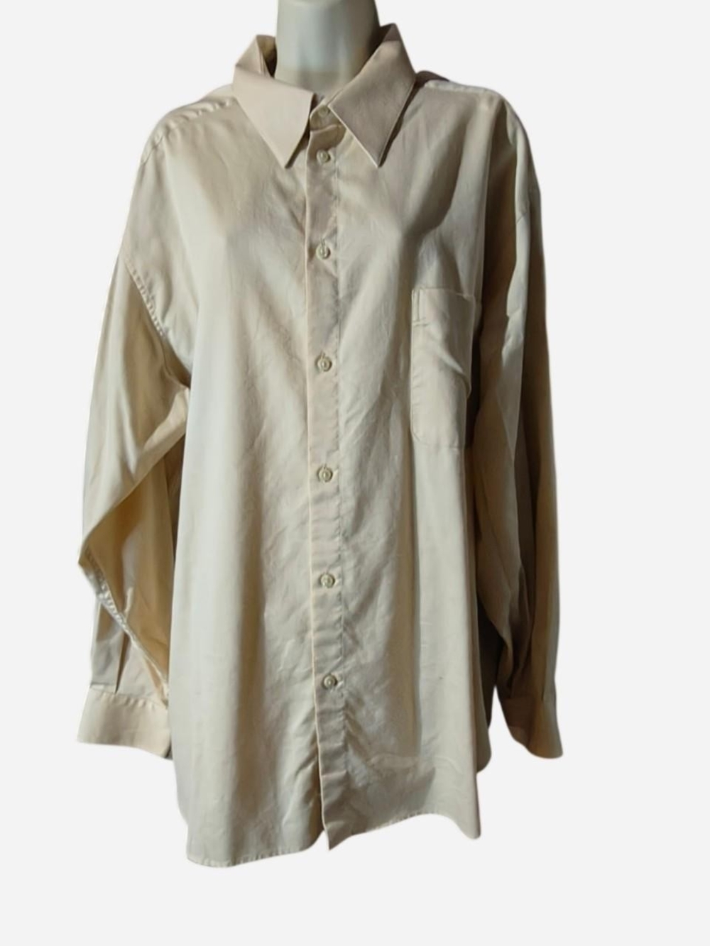 Claiborne Men's Light Cream Button-Front Dress Shirt